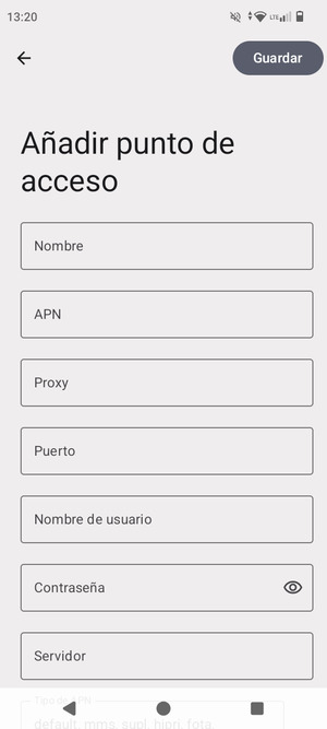 Introduzca la información de MMS