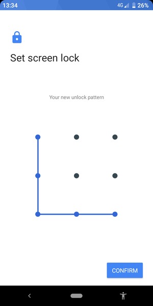 Draw the unlock pattern again and select CONFIRM