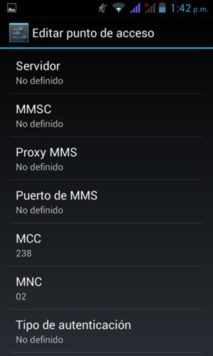 Desplácese hacia abajo e introduzca la información MMS