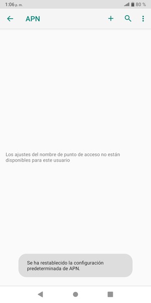 El teléfono se reiniciará con la configuración predeterminada de Internet y MMS