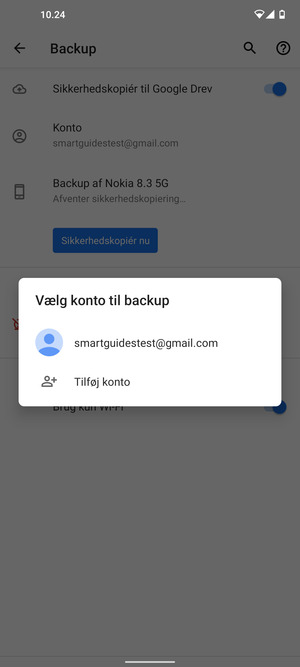 Vælg din sikkerhedskopi-konto