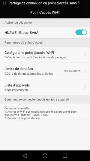 Votre téléphone est maintenant configuré pour être utilisé comme modem