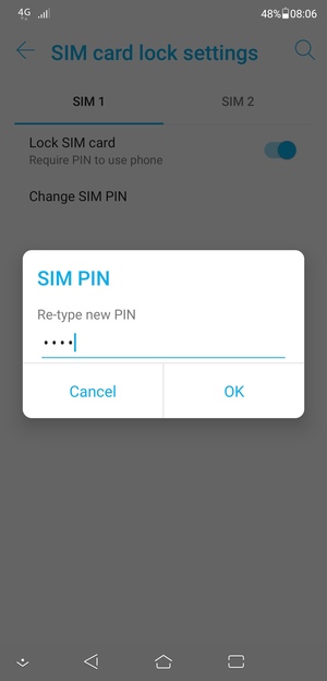 Confirm your new SIM PIN and select OK