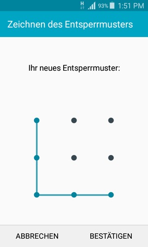 Zeichnen Sie das Entsperrmuster erneut und wählen Sie BESTÄTIGEN