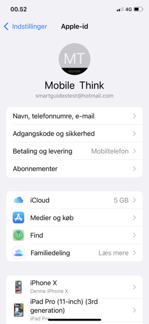 Vælg iCloud