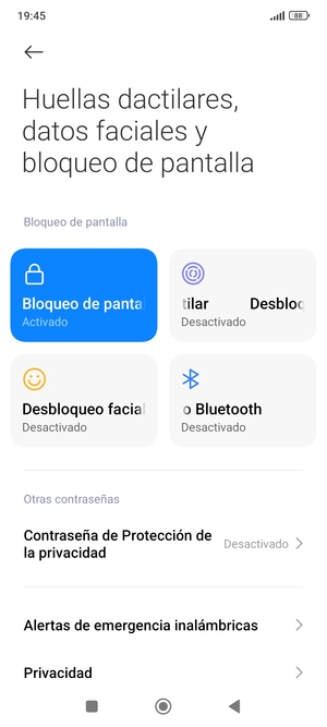 El teléfono ha sido asegurado con un bloqueo de pantalla