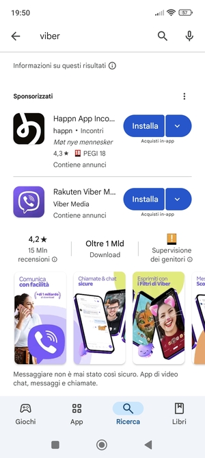 Seleziona l'applicazione