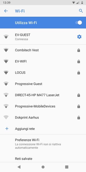 Ora sei connesso alla rete Wi-Fi