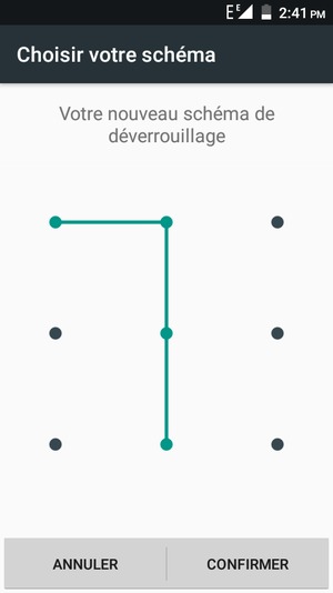 Dessinez de nouveau le schéma de déverrouillage et sélectionnez CONFIRMER