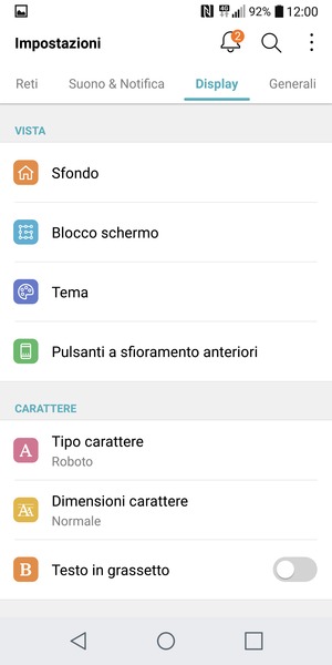 Seleziona Display e Blocco schermo