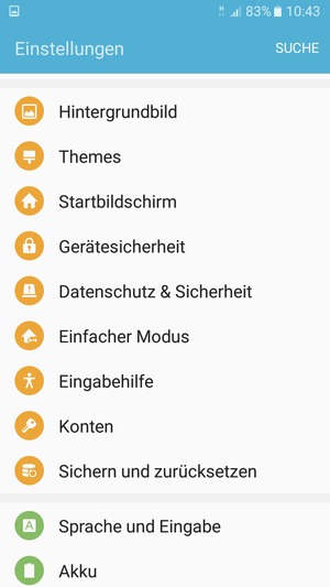Scrollen Sie und wählen Sie Gerätesicherheit