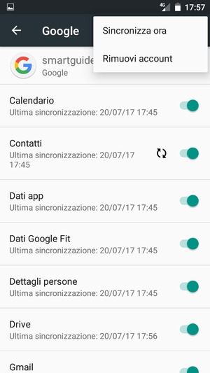 Seleziona Sincronizza ora