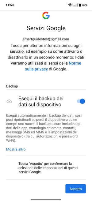 Seleziona Accetto