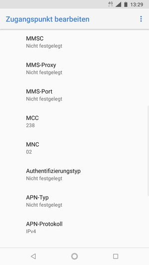 Scrollen Sie nach unten und geben Sie Internetinformationen ein