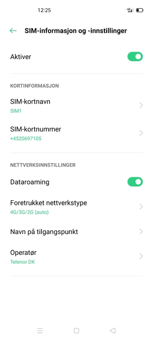 Slå Dataroaming på eller av