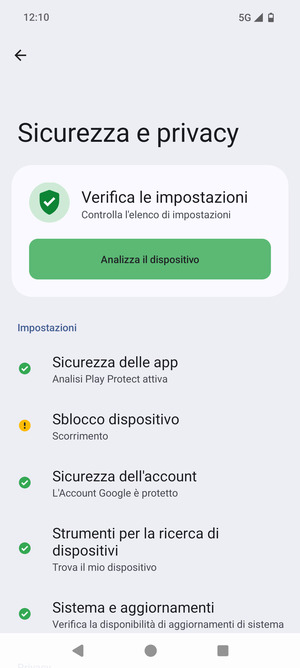 Per attivare il blocco dello schermo, vai al menu Sicurezza e privacy e seleziona Sblocco dispositivo