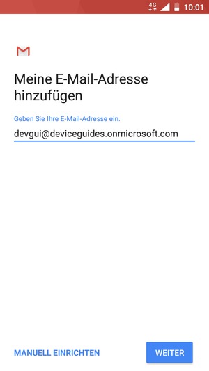 Geben Sie Ihre E-Mail-Adresse ein und wählen Sie MANUELL EINRICHTEN
