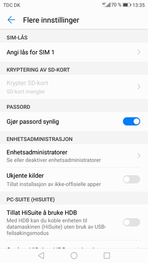 Velg Angi lås for SIM