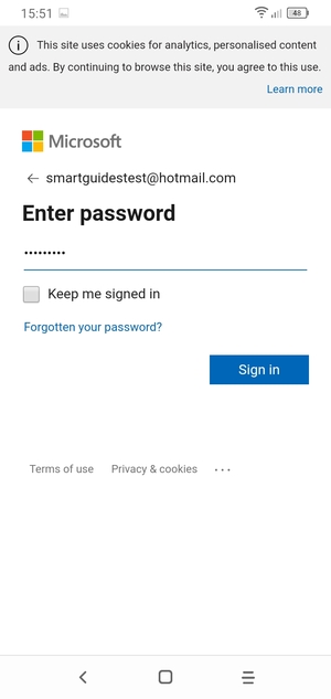 Enter your password and select Sign in