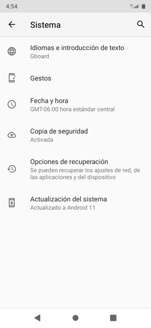 Desplácese y seleccione Actualización del sistema