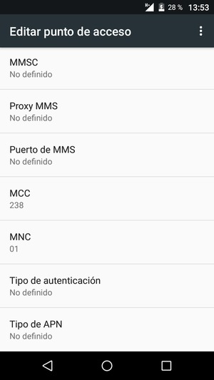 Desplácese hacia abajo e introduzca la información MMS