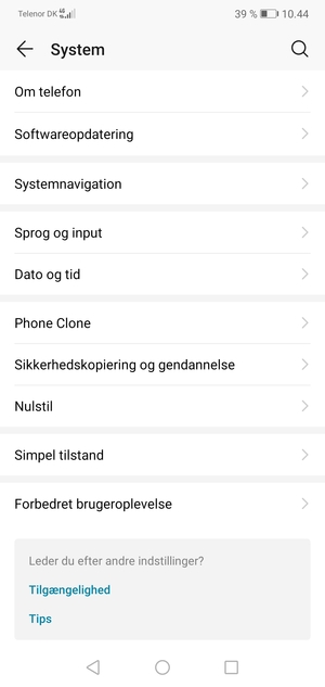 Vælg Sikkerhedskopiering og gendannelse