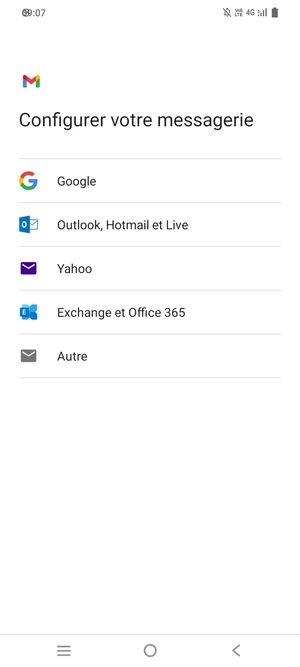 Sélectionnez Outlook, Hotmail et Live
