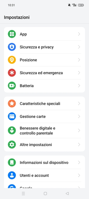 Scorri e seleziona Sicurezza e privacy