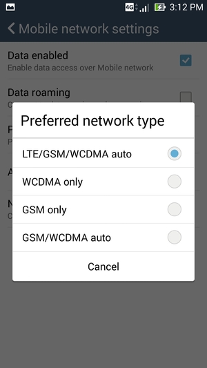 Select GSM only to enable 2G