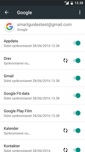 Dine oplysninger vil blive synkroniseret