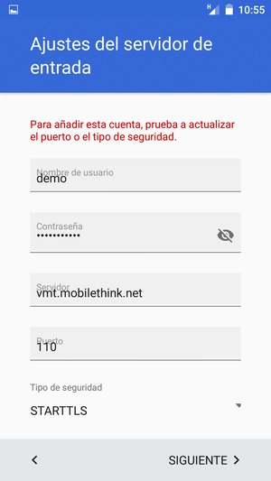 Seleccione Tipo de seguridad