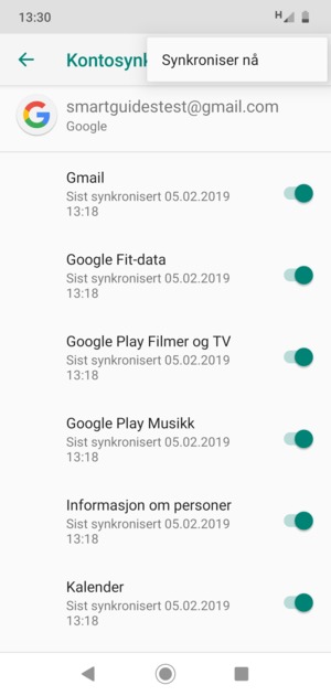 Velg Synkroniser nå
