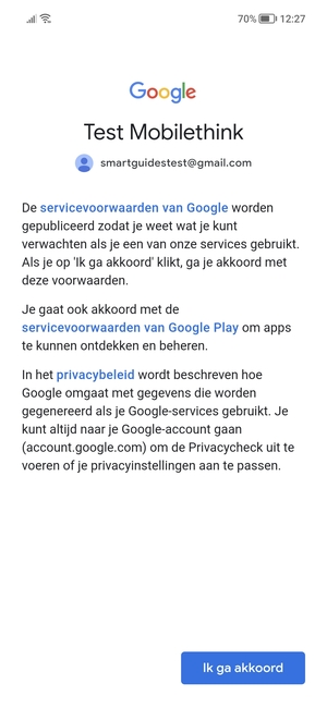 Selecteer Ik ga akkoord