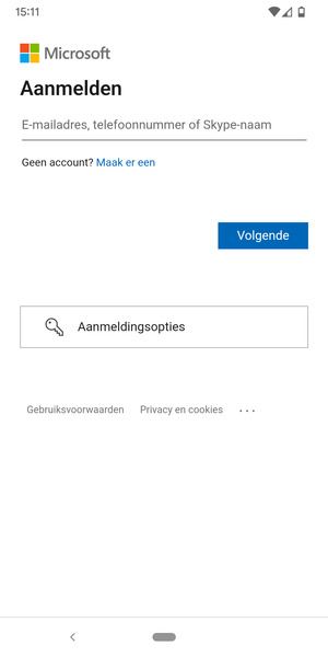 Voer uw e-mailadres in en selecteer Volgende