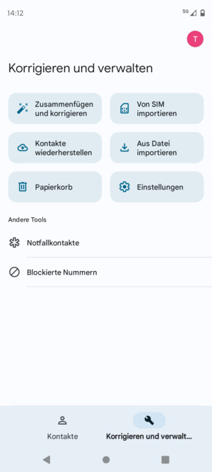 Wählen Sie Von SIM importieren