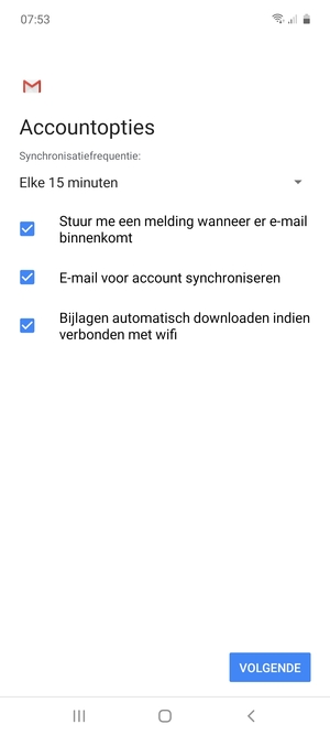 Selecteer VOLGENDE