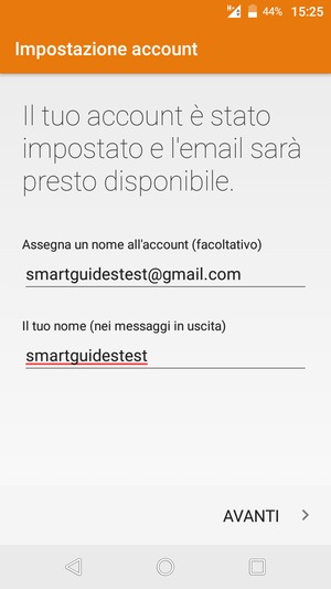 Scegli un nome per il tuo account e inserisci il tuo nome. Seleziona AVANTI