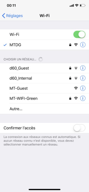 Vous êtes maintenant connecté au réseau Wi-Fi