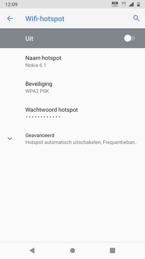 Selecteer Wachtwoord hotspot