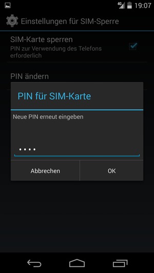 Bestätigen Sie Ihre neue PIN für SIM-Karte und wählen Sie OK