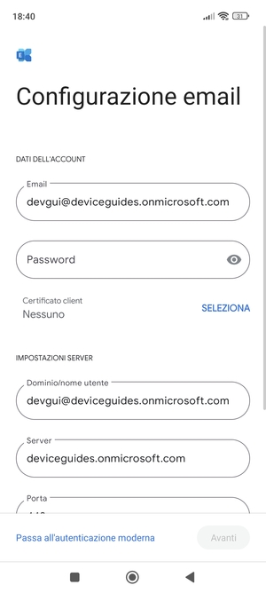 Inserisci la tua password