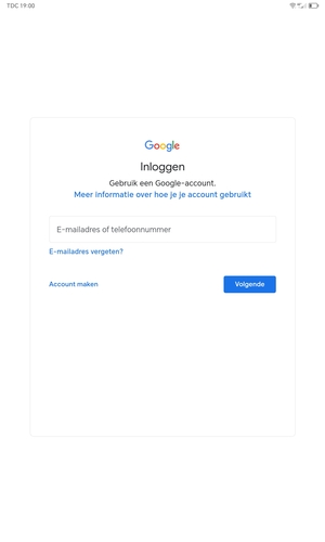 Voer uw Gmail adres in en selecteer Volgende