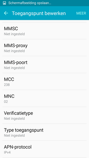 Scroll naar beneden en voer mms-gegevens in
