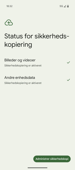 Vælg Administrer sikkerhedskopi