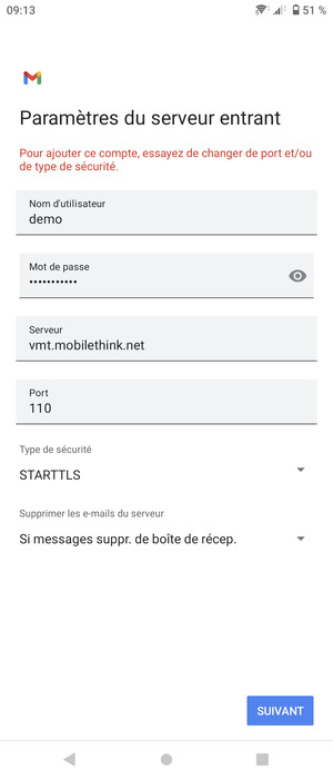 Sélectionnez Type de sécurité