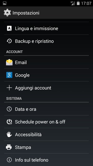 Scorri e seleziona Info sul telefono