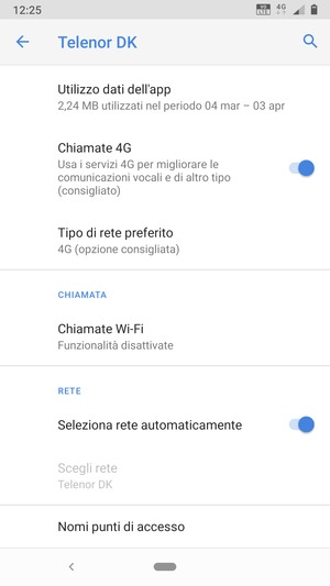 Seleziona Tipo di rete preferito