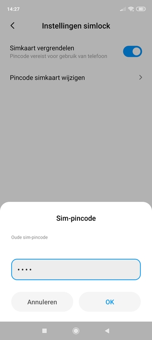 Voer uw Oude sim-pincode in en selecteer OK