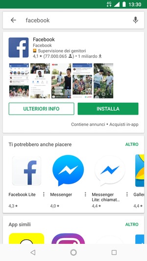 Seleziona l'applicazione