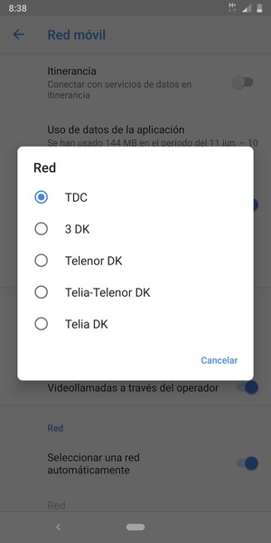 Seleccione un operador de red de la lista